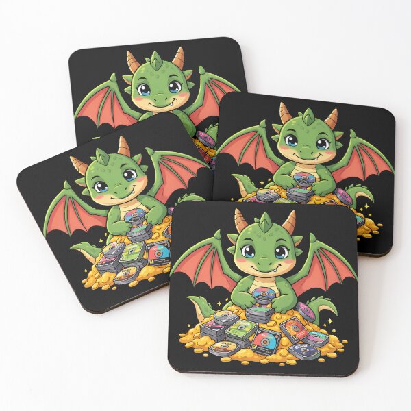 Item preview, Cute Gamer Dragon Hoarding Video Games Retro CD Disc designed and sold by KCasual.