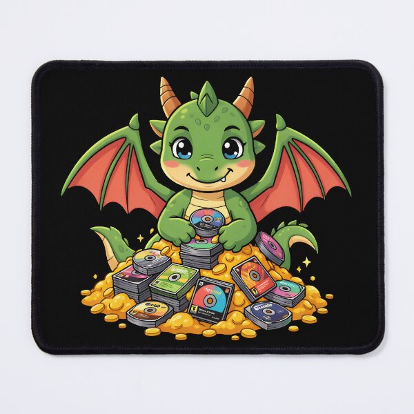 Item preview, Cute Gamer Dragon Hoarding Video Games Retro CD Disc designed and sold by KCasual.