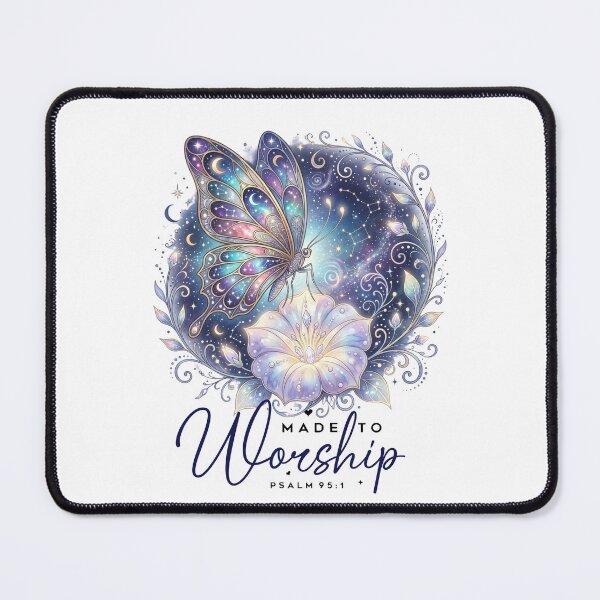 Item preview, Celestial Butterfly Made to Worship Flower like a pearl and butterfly made of jewel like colors purple and blue white vine encircled constellations and flower buds designed and sold by Lori Richardson.