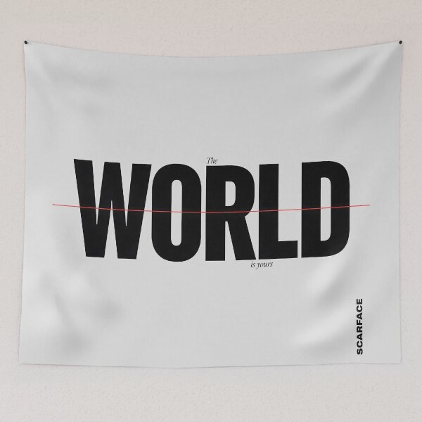 Item preview, Scarface The World Is Yours Swiss Typography Art designed and sold by Enea Kelo.
