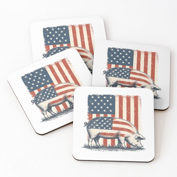 Item preview, Vintage American Flag Pig Farm Animal Patriotic Retro designed and sold by Moizento.