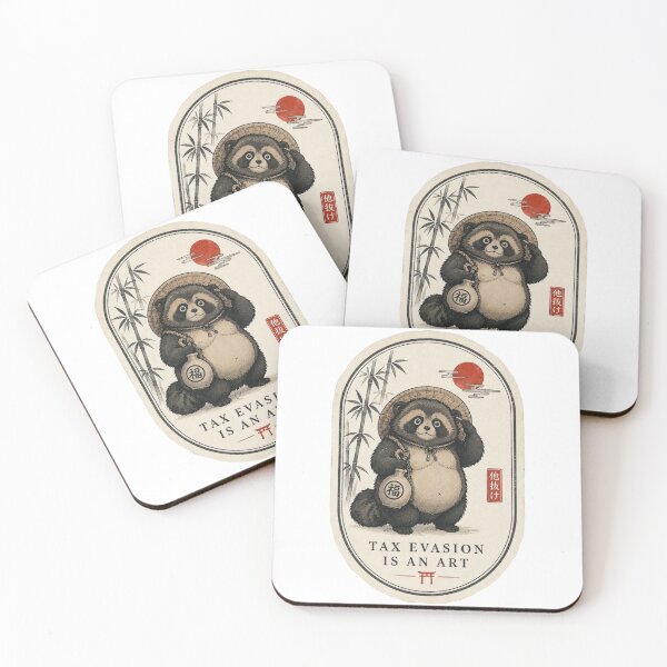 Item preview, Tanuki Japanese Raccoon Dog — Tax Evasion Is an Art | Ukiyo-e Style Humor designed and sold by Qorvun.