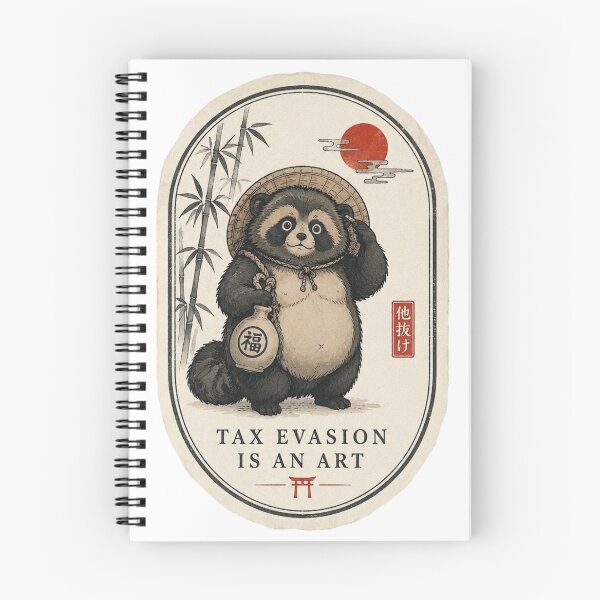 Item preview, Tanuki Japanese Raccoon Dog — Tax Evasion Is an Art | Ukiyo-e Style Humor designed and sold by Qorvun.