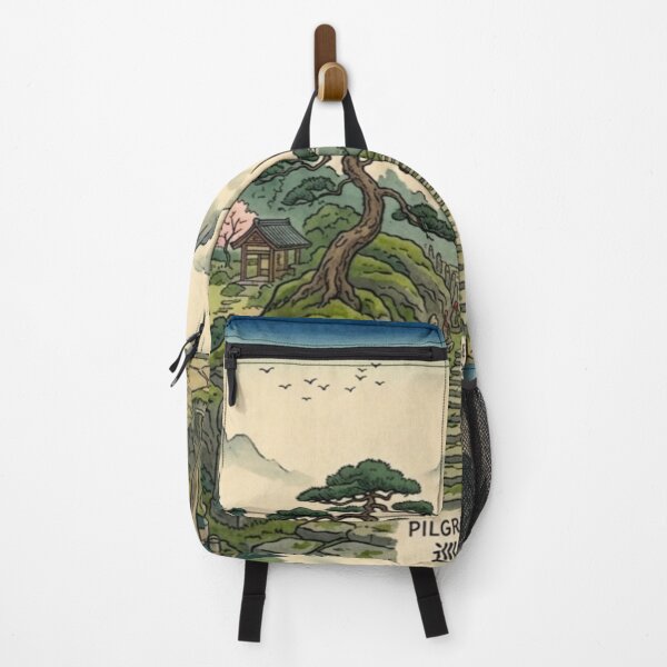 Item preview, Japanese Pilgrimage Path Landscape – Ukiyo-e Inspired Temple, Torii Gate & Waterfall Art, Zen Mountain Scenery, Traditional Japan Wall Decor, Vintage Asian Travel Print designed and sold by Zaitmiprints.