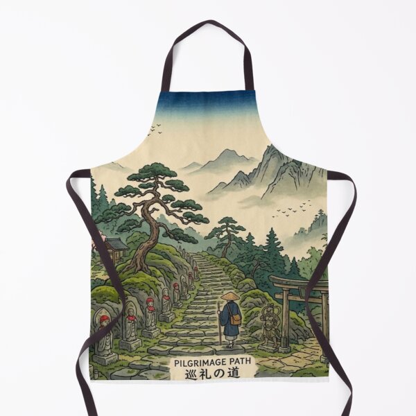 Item preview, Japanese Pilgrimage Path Landscape – Ukiyo-e Inspired Temple, Torii Gate & Waterfall Art, Zen Mountain Scenery, Traditional Japan Wall Decor, Vintage Asian Travel Print designed and sold by Zaitmiprints.
