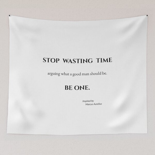Item preview, Stop Wasting Time – White Minimalist Stoic Quote Inspired by Marcus Aurelius designed and sold by CalmWorldShop.