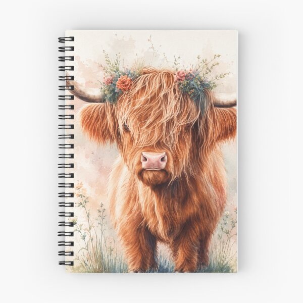 Item preview, Watercolor Highland Cow Floral Portrait PNG designed and sold by ⭐ AURA STUDIO.