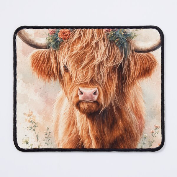 Item preview, Watercolor Highland Cow Floral Portrait PNG designed and sold by ⭐ AURA STUDIO.