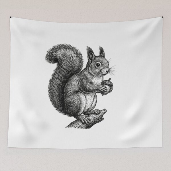 Item preview, Squirrel - Realistic Black and White designed and sold by Minimalisticaly.