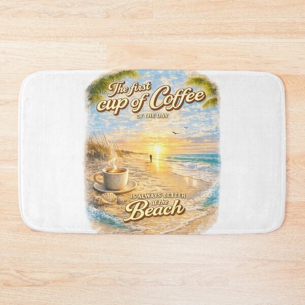 Item preview, First Cup Of Coffee Better At The Beach  - Tropical Sunrise Coastal T-Shirt designed and sold by No Kings Bling.