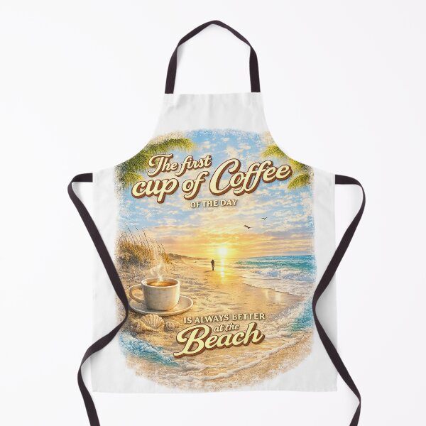 Item preview, First Cup Of Coffee Better At The Beach  - Tropical Sunrise Coastal T-Shirt designed and sold by No Kings Bling.