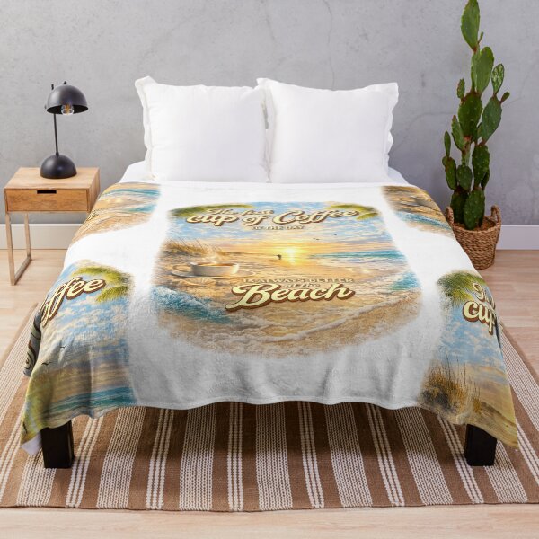 Item preview, First Cup Of Coffee Better At The Beach  - Tropical Sunrise Coastal T-Shirt designed and sold by No Kings Bling.