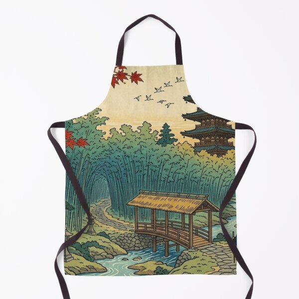 Item preview, Japanese Bamboo Forest Temple – Ukiyo-e Inspired Autumn Landscape, Zen Garden Bridge Art, Traditional Japan Nature Print, Pagoda Wall Decor, Vintage Asian Travel Poster designed and sold by Zaitmiprints.