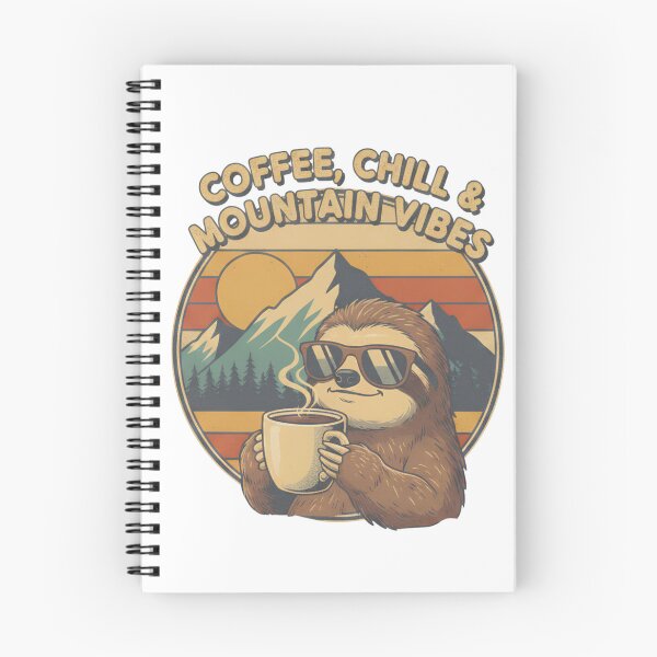 Item preview, Coffee Chill & Mountain Vibes Sloth Vintage Coffee Lover Hiking T-Shirt designed and sold by PT PROJECT.