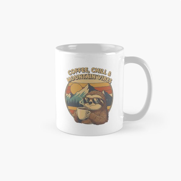Item preview, Coffee Chill & Mountain Vibes Sloth Vintage Coffee Lover Hiking T-Shirt designed and sold by PT PROJECT.