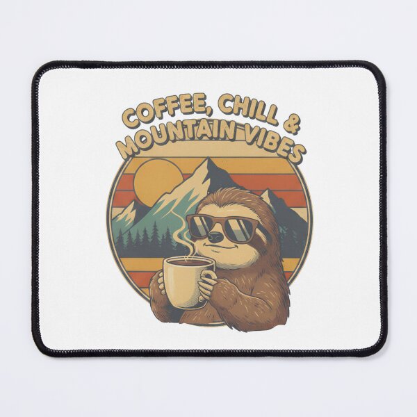 Item preview, Coffee Chill & Mountain Vibes Sloth Vintage Coffee Lover Hiking T-Shirt designed and sold by PT PROJECT.