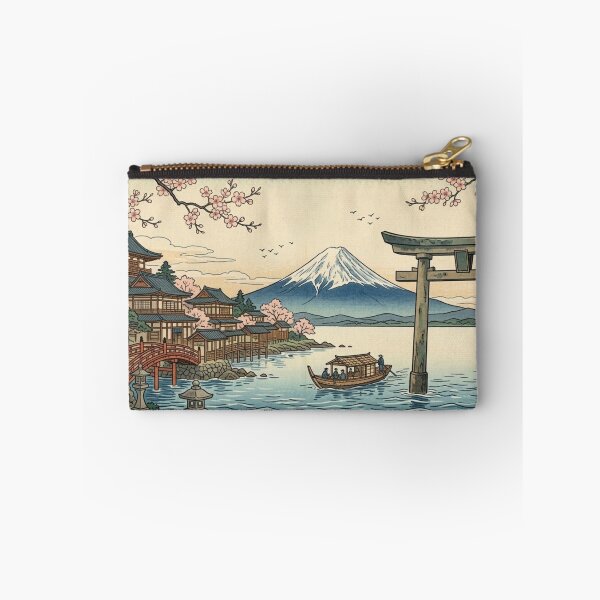 Item preview, Mount Fuji & Torii Gate Cherry Blossom Landscape – Ukiyo-e Inspired Japanese Wall Art, Sakura Temple Scene, Traditional Japan Nature Print, Zen Asian Decor, Vintage Travel Poster designed and sold by Zaitmiprints.