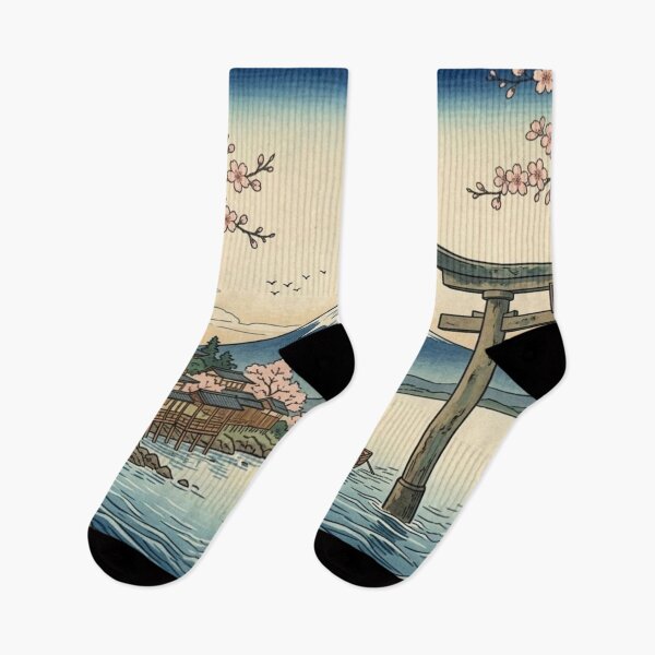 Item preview, Mount Fuji & Torii Gate Cherry Blossom Landscape – Ukiyo-e Inspired Japanese Wall Art, Sakura Temple Scene, Traditional Japan Nature Print, Zen Asian Decor, Vintage Travel Poster designed and sold by Zaitmiprints.