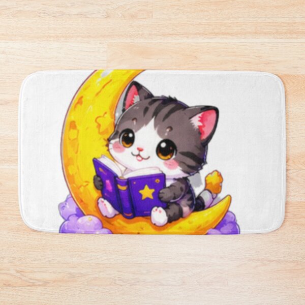 Item preview, Reading Cat On Crescent Moon designed and sold by DailyDoodlesBySumbul.