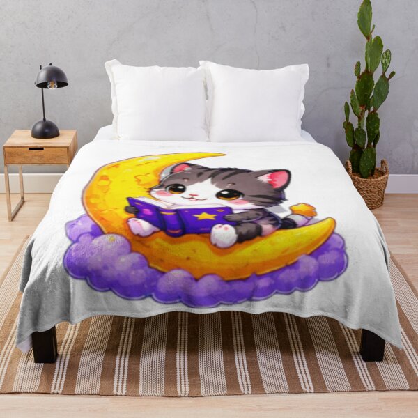 Item preview, Reading Cat On Crescent Moon designed and sold by DailyDoodlesBySumbul.