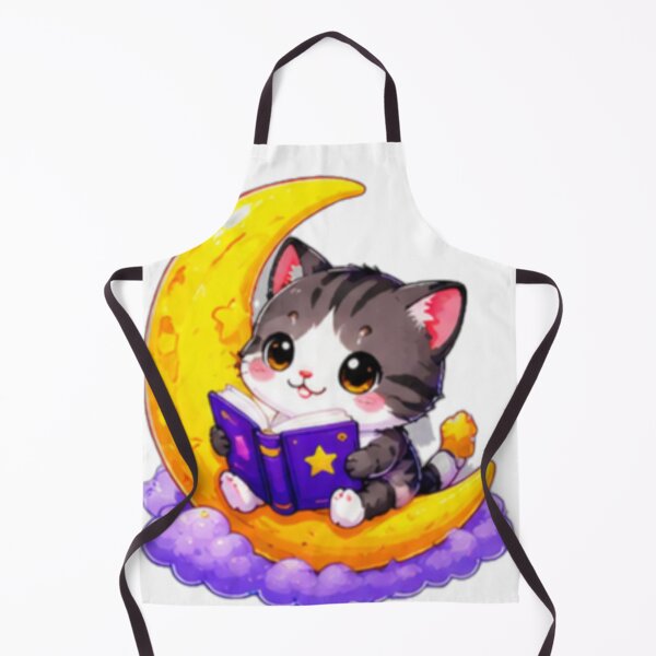 Item preview, Reading Cat On Crescent Moon designed and sold by DailyDoodlesBySumbul.