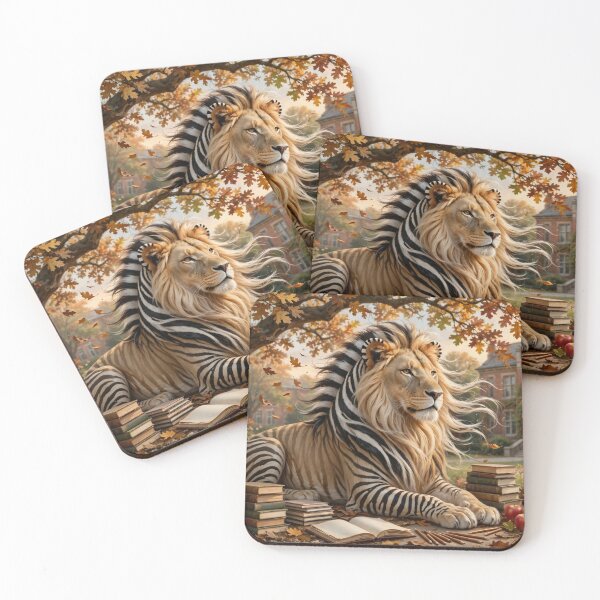 Item preview, Autumn Scholar Lion-Zebra — Back to School Fantasy designed and sold by TreatLLC.