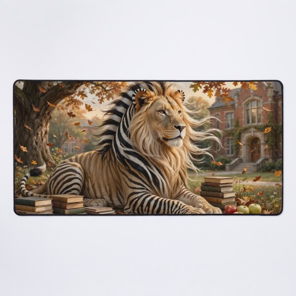 Item preview, Autumn Scholar Lion-Zebra — Back to School Fantasy designed and sold by TreatLLC.