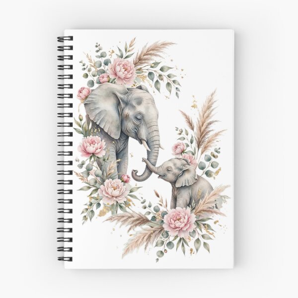 Item preview, Mother Baby Elephant Canvas Wall Art | Floral Boho Nursery Decor | Peony Gold designed and sold by Donartpictures.