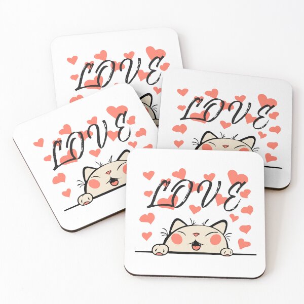 Item preview, Love Cute Cat Hearts Illustration designed and sold by AhinoraArtShop.