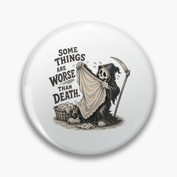 Item preview, Worse Than Death Funny Skeleton - Macabre Laundry Day Humour designed and sold by LazyGalStudio.