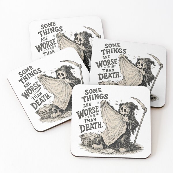 Item preview, Worse Than Death Funny Skeleton - Macabre Laundry Day Humour designed and sold by LazyGalStudio.
