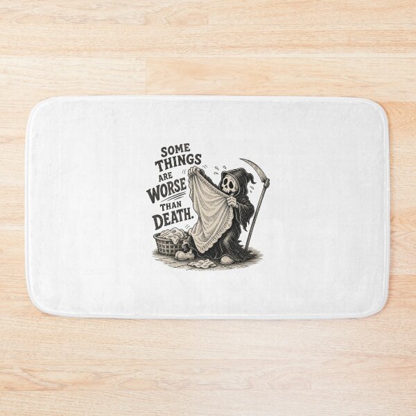 Item preview, Worse Than Death Funny Skeleton - Macabre Laundry Day Humour designed and sold by LazyGalStudio.