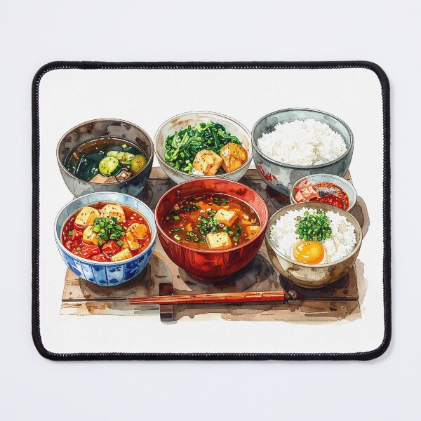 Item preview, Traditional Japanese Teishoku Watercolor Illustration designed and sold by BetweenForms.