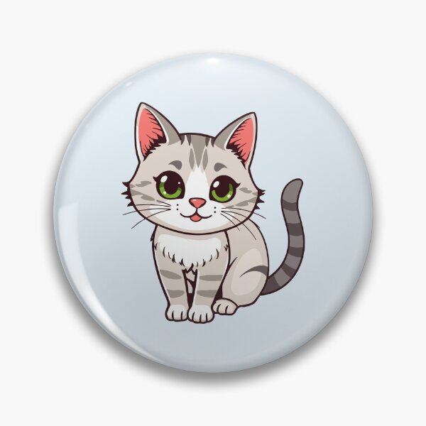 Item preview, Cute Cartoon Grey Cat Green Eyes Chibi Kitten designed and sold by SolutionsArt.