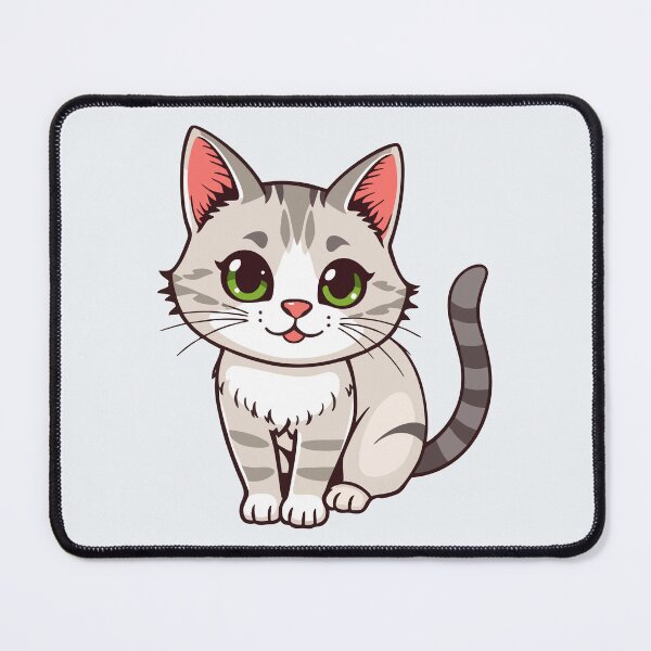 Item preview, Cute Cartoon Grey Cat Green Eyes Chibi Kitten designed and sold by SolutionsArt.