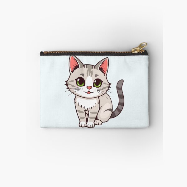 Item preview, Cute Cartoon Grey Cat Green Eyes Chibi Kitten designed and sold by SolutionsArt.