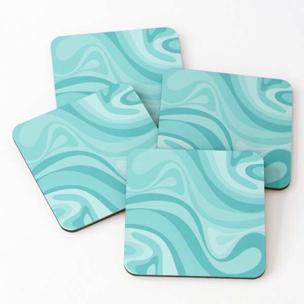Item preview, Retro Abstract Liquid New Groove Swirl Pattern in Aqua Turquoise designed and sold by kierkegaard.