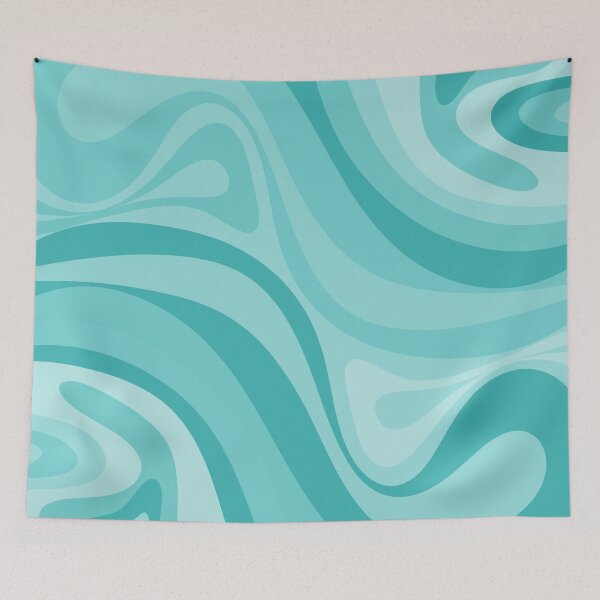 Item preview, Retro Abstract Liquid New Groove Swirl Pattern in Aqua Turquoise designed and sold by kierkegaard.