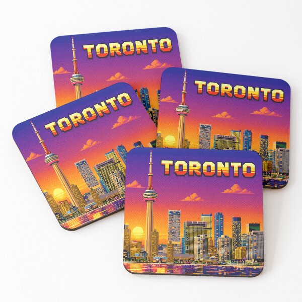 Item preview, Toronto Pixel Art – Retro Skyline Art | CN Tower Sunset Pixel Cityscape | 8-Bit Canada Artwork-Vintage. designed and sold by Kittcatking.