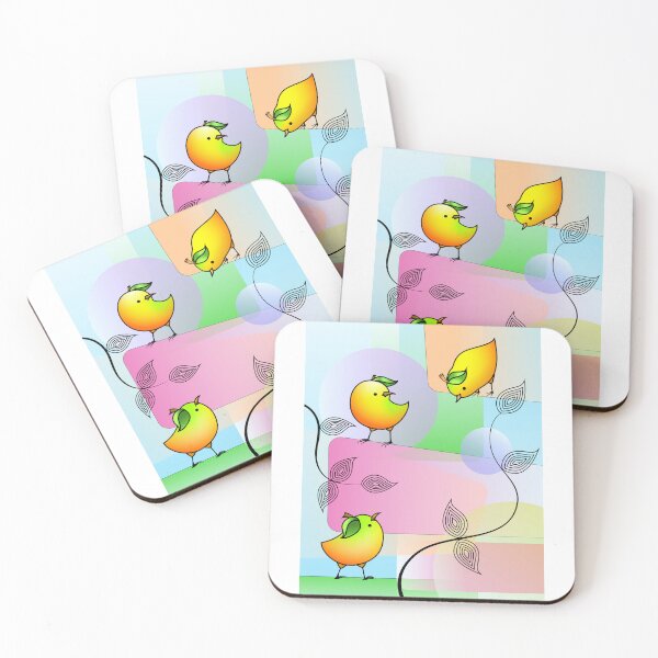Item preview, Mango Bird Trio with Blocks and Leaves designed and sold by fishbirdstudios.