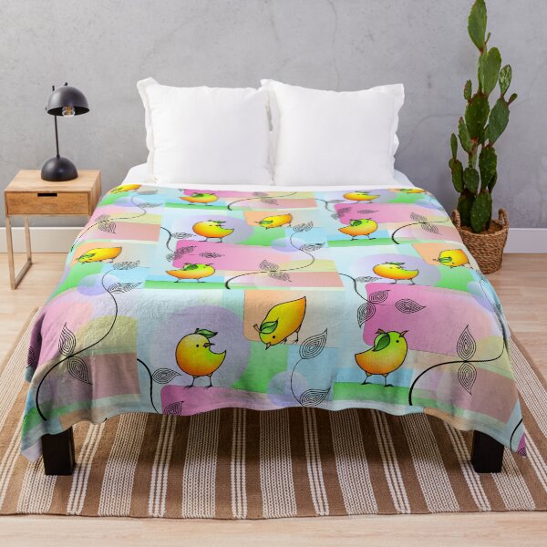 Item preview, Mango Bird Trio with Blocks and Leaves designed and sold by fishbirdstudios.