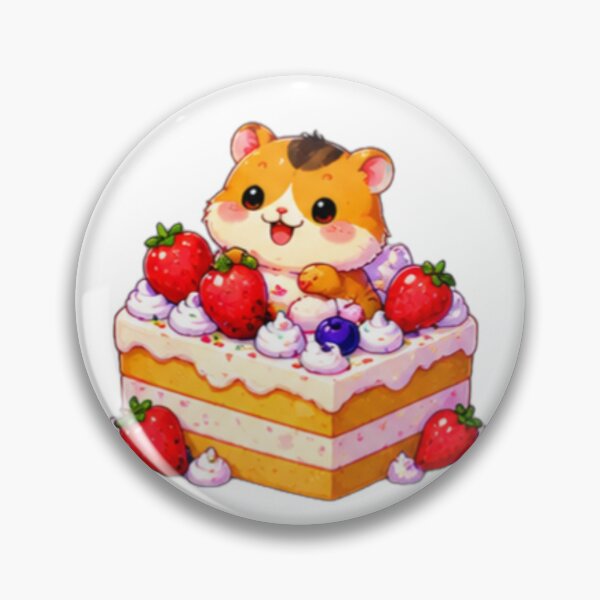 Item preview, Kawaii Hamster Strawberry Cake designed and sold by DailyDoodlesBySumbul.