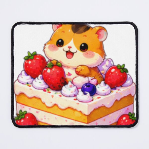 Item preview, Kawaii Hamster Strawberry Cake designed and sold by DailyDoodlesBySumbul.