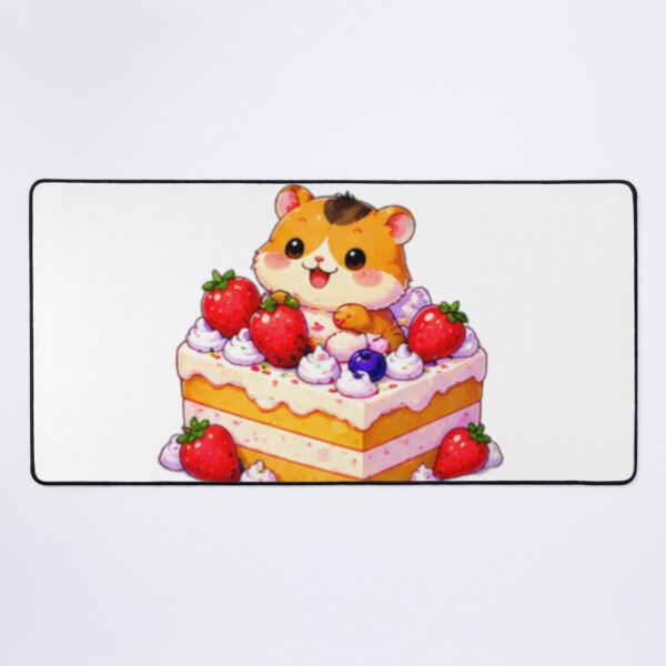 Item preview, Kawaii Hamster Strawberry Cake designed and sold by DailyDoodlesBySumbul.