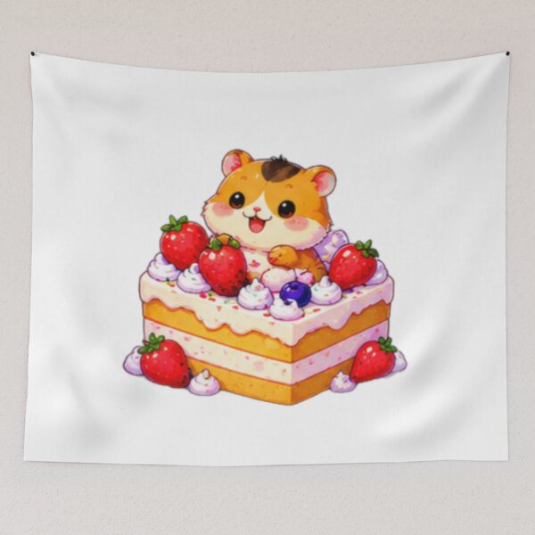 Item preview, Kawaii Hamster Strawberry Cake designed and sold by DailyDoodlesBySumbul.