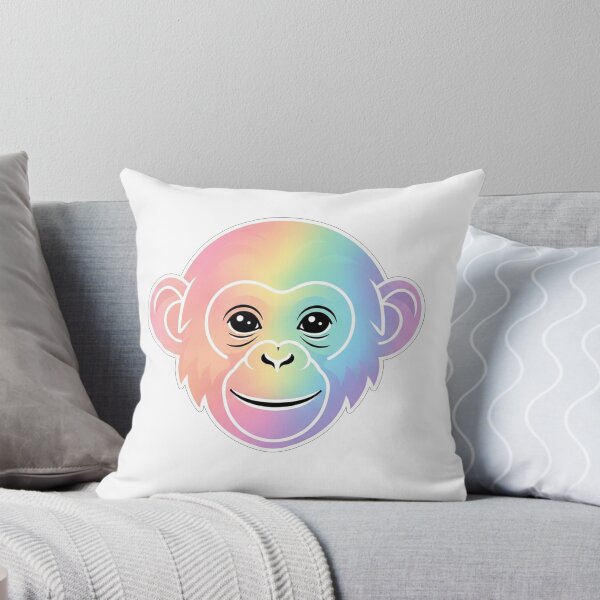 Item preview, Rainbow Pastel Chimp Face Minimalist Illustration designed and sold by Owcomm.