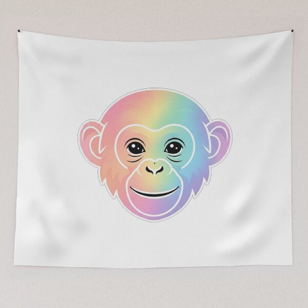 Item preview, Rainbow Pastel Chimp Face Minimalist Illustration designed and sold by Owcomm.