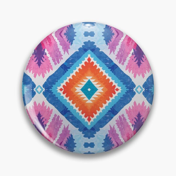 Item preview, Artistic Geometric Traditional Tribal Design in Blue Pink & Orange designed and sold by Zazizu.