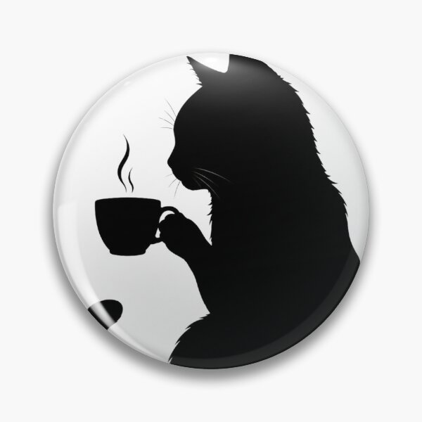 Item preview, Minimalist Black Cat Drinking Coffee - Cute Cat Lover Design designed and sold by CMA Design Studio.