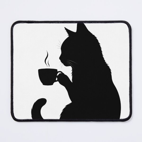 Item preview, Minimalist Black Cat Drinking Coffee - Cute Cat Lover Design designed and sold by CMA Design Studio.